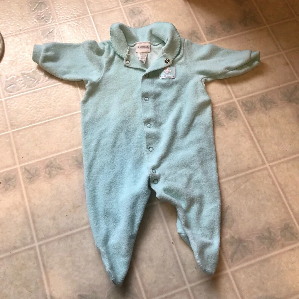 Vintage Carter's Baby  0-3 Month Small Mint Sleeper With Teddy‎ Bear Decal